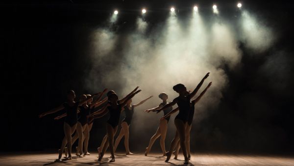 Ballet class on the stage 