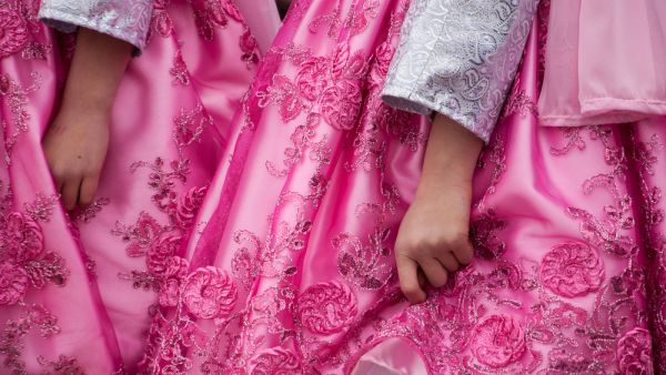 Girls dancing in traditional costumes
