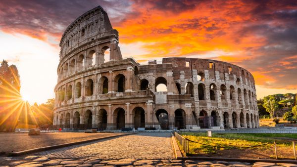 The Colosseum at sunrise.