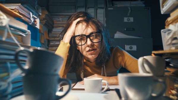 Stressed exhausted woman