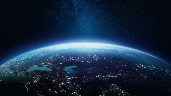 Surface of Earth planet in deep space