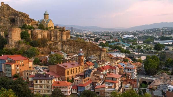 Skyline of Tbilisi and Narikala Castle, Tbilisi, Georgia
