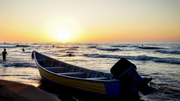 Sunset in Iran on Caspian sea