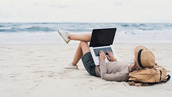working on a beach