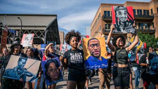 George Floyd was killed after a policeman kneeled on his nick in April. 