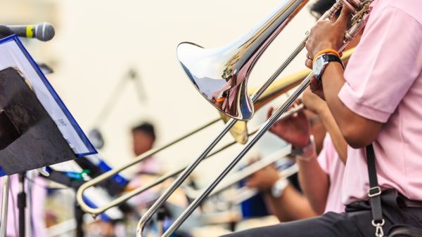 Musicians playing  the trumpet