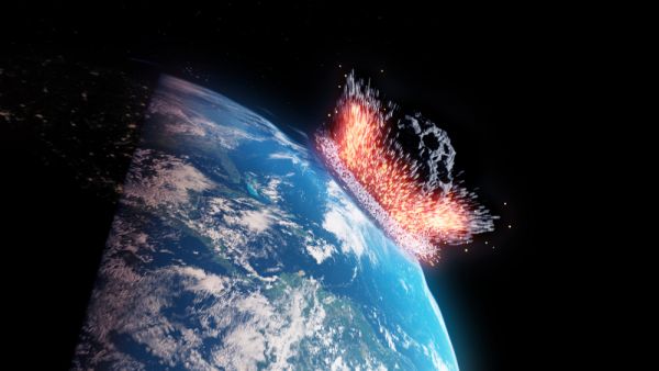  illustration of an asteroid impacts earth  