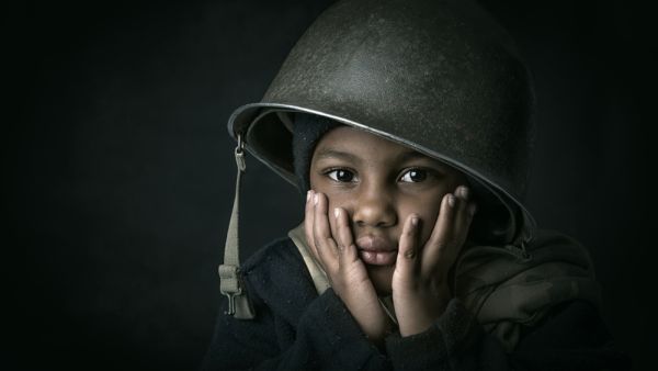 Young boy soldier portrait