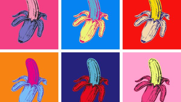 Set Bananas Vector Illustration Pop Art Style