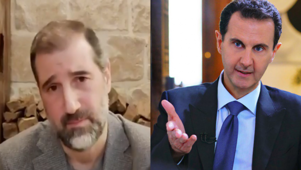 Arch rivals: Rami Makhlouf (L) Bashar Al Assad 