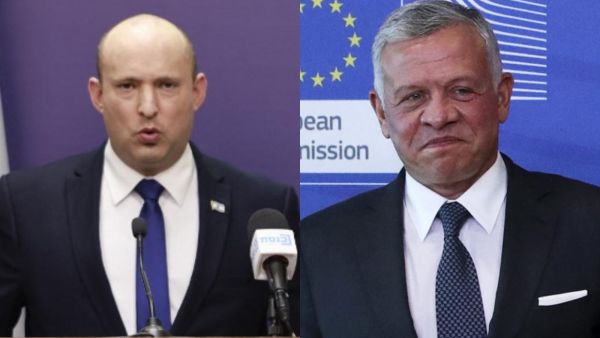 Naftali Bennett (Left ), King Abdullah   