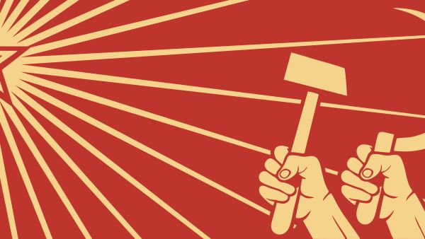 Soviet red propaganda poster of the Cold War