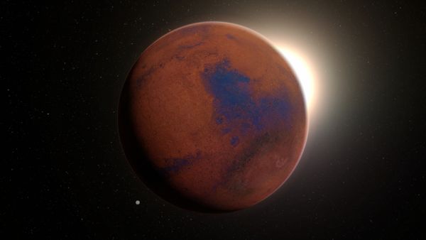 Mars and Phobos, planets of the solar system