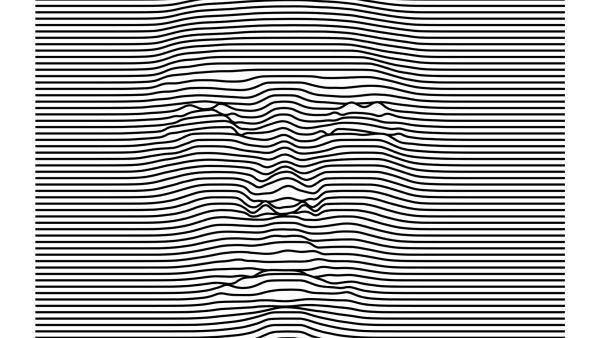 Graph made of cuves in form of human face.