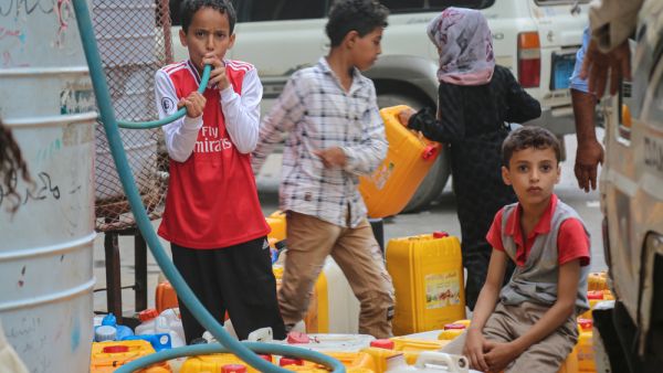 Children fetch water due to the water crisis