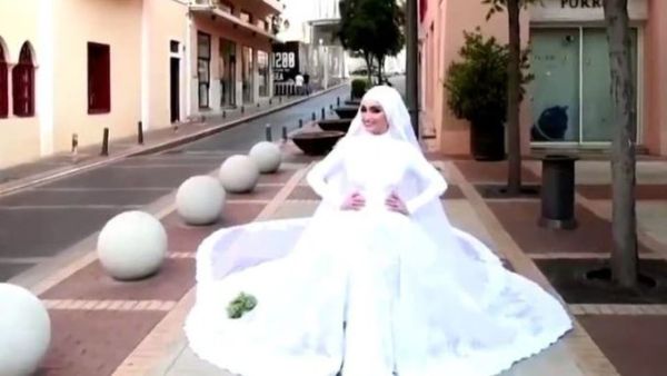 Israa Al-Seblani’s video of her wedding being interrupted by last year’s massive Beirut port blast went viral