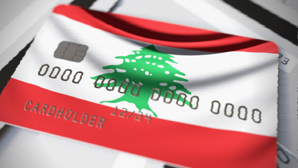 Lebanese flag on a credit card