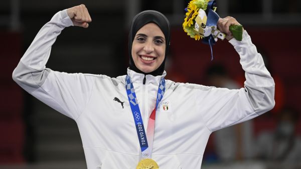 Feryal Abdelaziz wins gold for Egypt (Photo: AFP