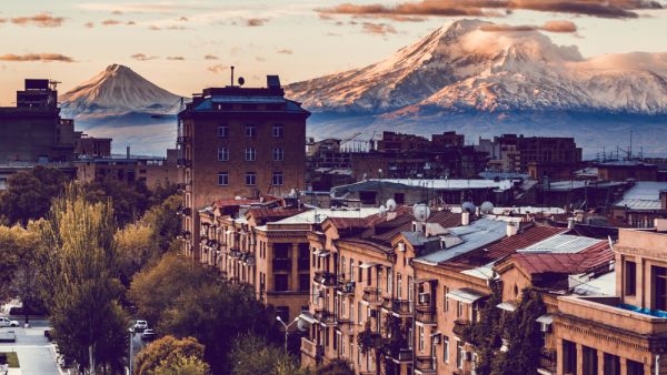 Yerevan City view with majestic Ararat mountain