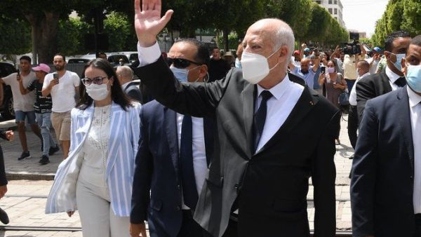 President Kais Saied in central Tunis 