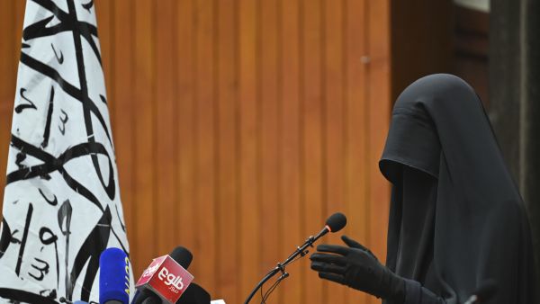 women participating in anti-Taliban protests are “not true representations of Afghan women.