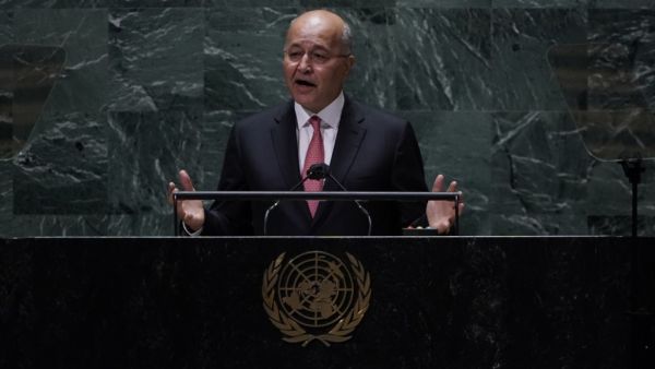 Barham Salih, President, Republic of Iraq addresses the United Nations General Assembly on September 23, 2021 in New York City. Pool/Getty Images/AFP Iraqi President Salih tells UNGA: ‘Corruption and terrorism work in tandem’