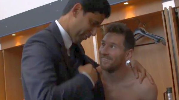 Al-Khelaifi congratulates Messi (Photo: Twitter)