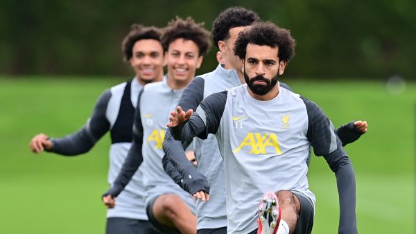 محمد صلاح خلال تدريبات ليفربول