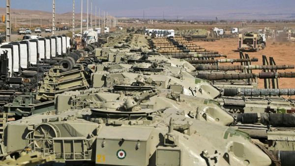 Iranian army tanks during a military exercise in northwest of the country, close to the Iranian Azerbaijani border