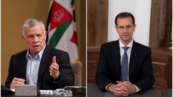Jordan's King Abdullah (L), Syrian President Bashar Al Assad 
