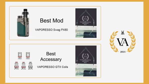 VAPORESSO’s GTX Coils also won second place at this year’s Vapouround Awards for Best Accessory. VAPORESSO Swag PX80 Named Best Mod at 2021 Vapouround Awards