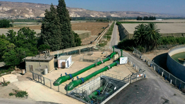 A picture from July 2021 shows a pipe system used to transfer water from Israel to Jordan, near their border and south of the Sea of Galilee MENAHEM KAHANA AFP/File Israel supplies water to Jordan