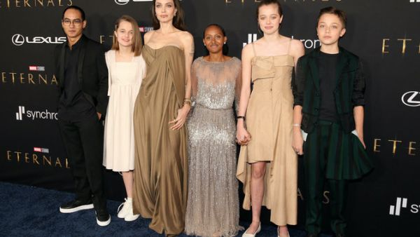 Angelina Jolie and her children 