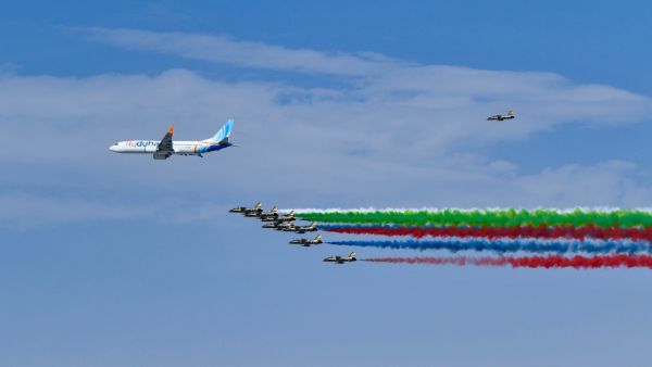 flydubai Takes Part in a Special Formation Flight at the Dubai Airshow