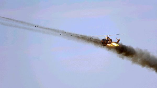 Iranian helicopter manoeuvres on a training exercise on the Iranian-Azerbaijani border 