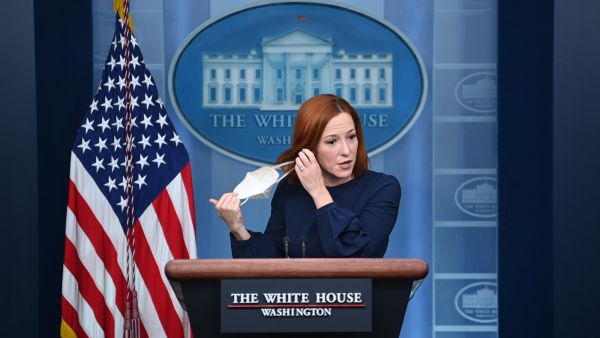 Jen Psaki, said March 22, 2022, she has tested positive for Covid-19 but that the US President was negative. (Photo by Brendan SMIALOWSKI / AFP) Jen Psaki tests positive for COVID for the second time
