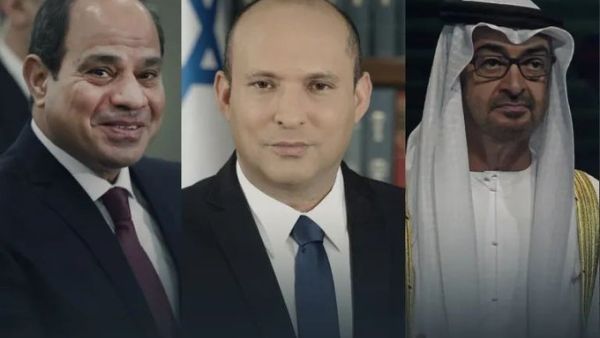 (From Left) El Sisi, Bennett and MBZ  