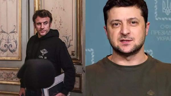 الرئيس الفرنسي إيمانويل ماكرون - الرئيس الأوكراني فولوديمير زيلينسكي