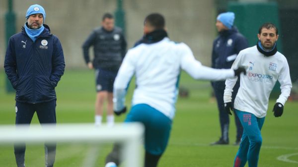 جانب من تدريبات مانشستر سيتي الاستعدادية لمواجهة أتلتيكو مدريد اليوم