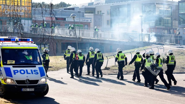 Riot police in Sweden