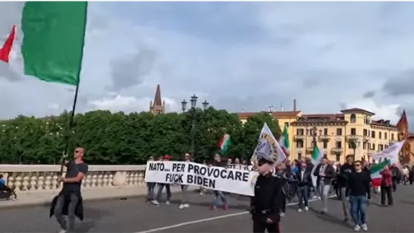 Anti-NATO protesters took the streets in the Italian city of Verona