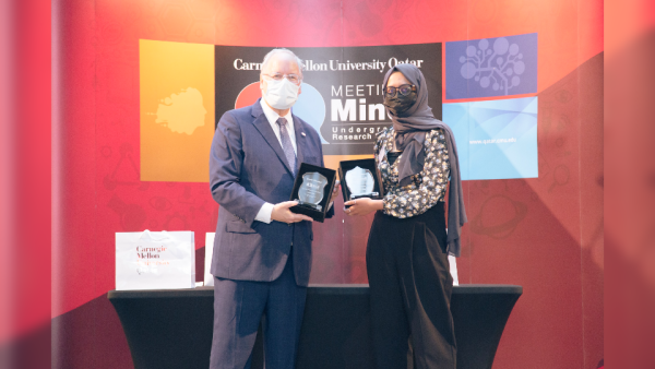 Biological sciences student Niamah Ayisha Nishan won the top honors for her project. Student research into antibiotic resistance wins Carnegie Mellon symposium