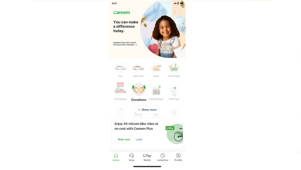 تتناغم هذه المبادرة مع توجهات كريم الرئيسية الثلاثة وهي دعم التعليم والتمكين الاقتصادي والإغاثة في حالات الطوارئ. كريم تضيف ميزة التبرّع على تطبيق Super App في الإمارات