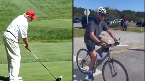 Joe Biden fell over his bike on Saturday in Delaware. (Video/ Screenshot/ Donald Trump/Truth Social) Joe Biden