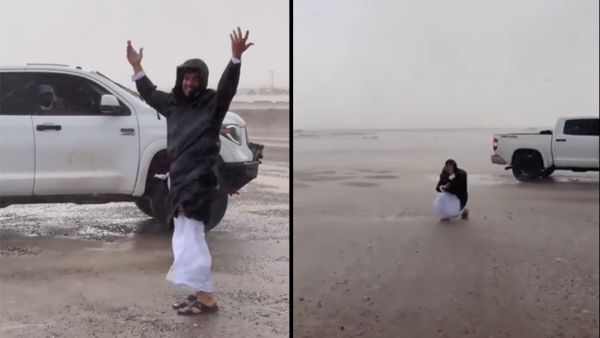 UAE Rainstorm nearly blows man away