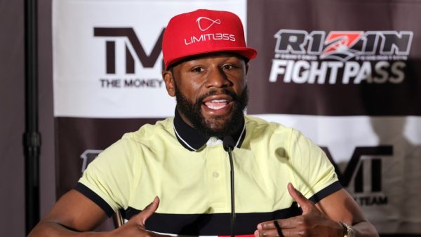 Boxer Floyd Mayweather Jr. speaks during a news conference announcing an exhibition boxing bout against mixed martial artist Mikuru Asakura at The M Resort on June 13, 2022 in Henderson, Nevada. The bout will take place in September 2022 in Japan as part of a RIZIN Fighting Federation show. Ethan Miller/Getty Images/AFP (Photo by Ethan Miller / GETTY IMAGES NORTH AMERICA / Getty Images via AFP)