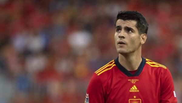 Spain's forward Alvaro Morata looks on during the UEFA Nations League, league A group 2 football match between Spain and Czech Republic at at La Rosaleda stadium in Malaga on June 12, 2022. (Photo by JORGE GUERRERO / AFP)