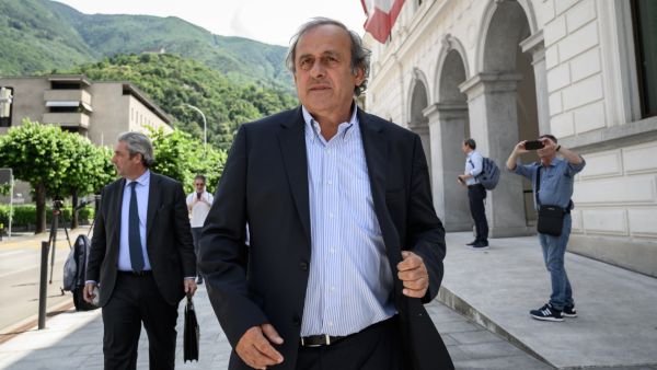Former UEFA president Michel Platini leaves Switzerland's Federal Criminal Court after the first day of his trial over a suspected fraudulent payment in the southern Switzerland city of Bellinzona on June 8, 2022. Sepp Blatter and Michel Platini, once the chiefs of world and European football start a two-week trial following a mammoth investigation that began in 2015 and lasted six years. (Photo by Fabrice COFFRINI / AFP)