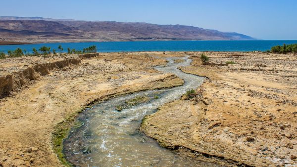 Jordan River flowing into the Dead Sea