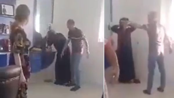 رجل يلكم زوجته بعنف لدخولها صالون تجميل في تركمانستان